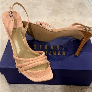 Stuart Weitzman Blush Snakeskin Stiletto Heels